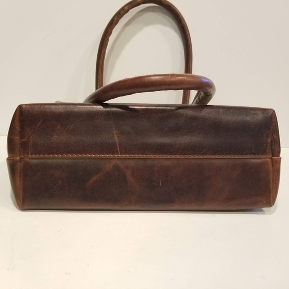 JOYN Cotton Tote Arch Print Brown Leather Yellow Green Shoulder Bag Lined Pocket - Picture 8 of 14